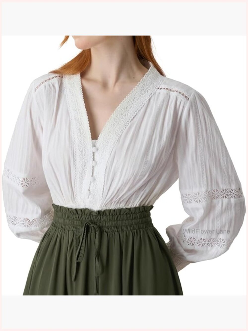 Renaissance Peasant Blouse V Neck Lantern Sleeve Dressy Top Ren Faire Costume